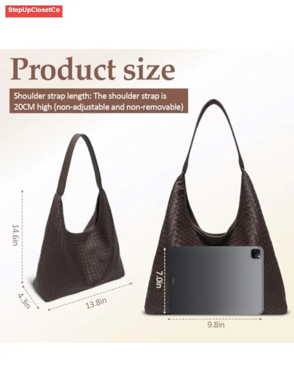 Woven Textured Vegan Leather Hobo Tote Bag Large Slouchy Purse for Women Trendy